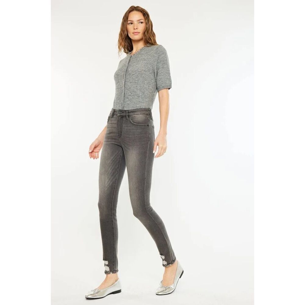 KanCan Hailey High Rise Gray Washed Distressed Skinny Jean Size 7 / 27